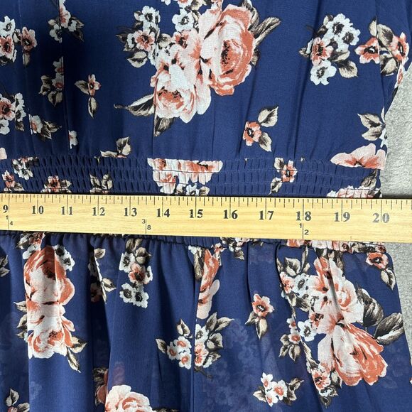 Torrid‎ Dress Women’s Plus Size 3X Blue Floral Mini Navy Blue Roses Garden Party - Picture 11 of 16